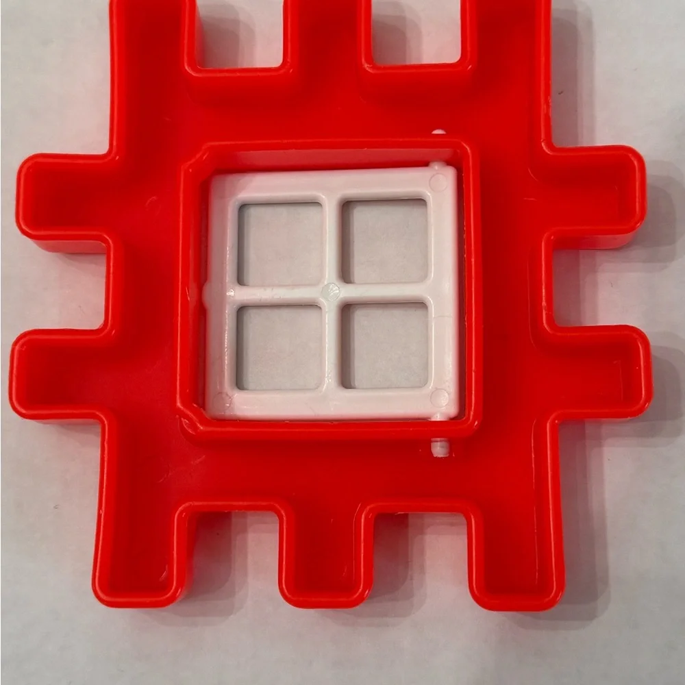 VTG Little Tikes Waffle Blocks 5 Piece Lot‎ 4 Windows 1 Door Red & Blue 4 Inches